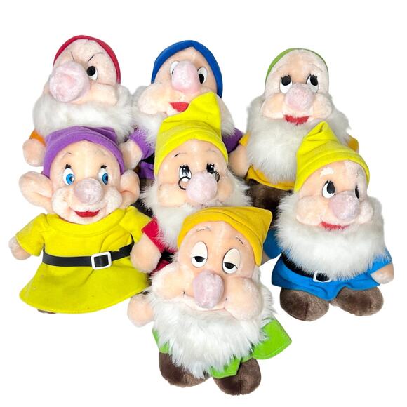 Disney Other - Vintage Disney World Seven Dwarfs Plushie Complete Set of 7 With Tags Snow White